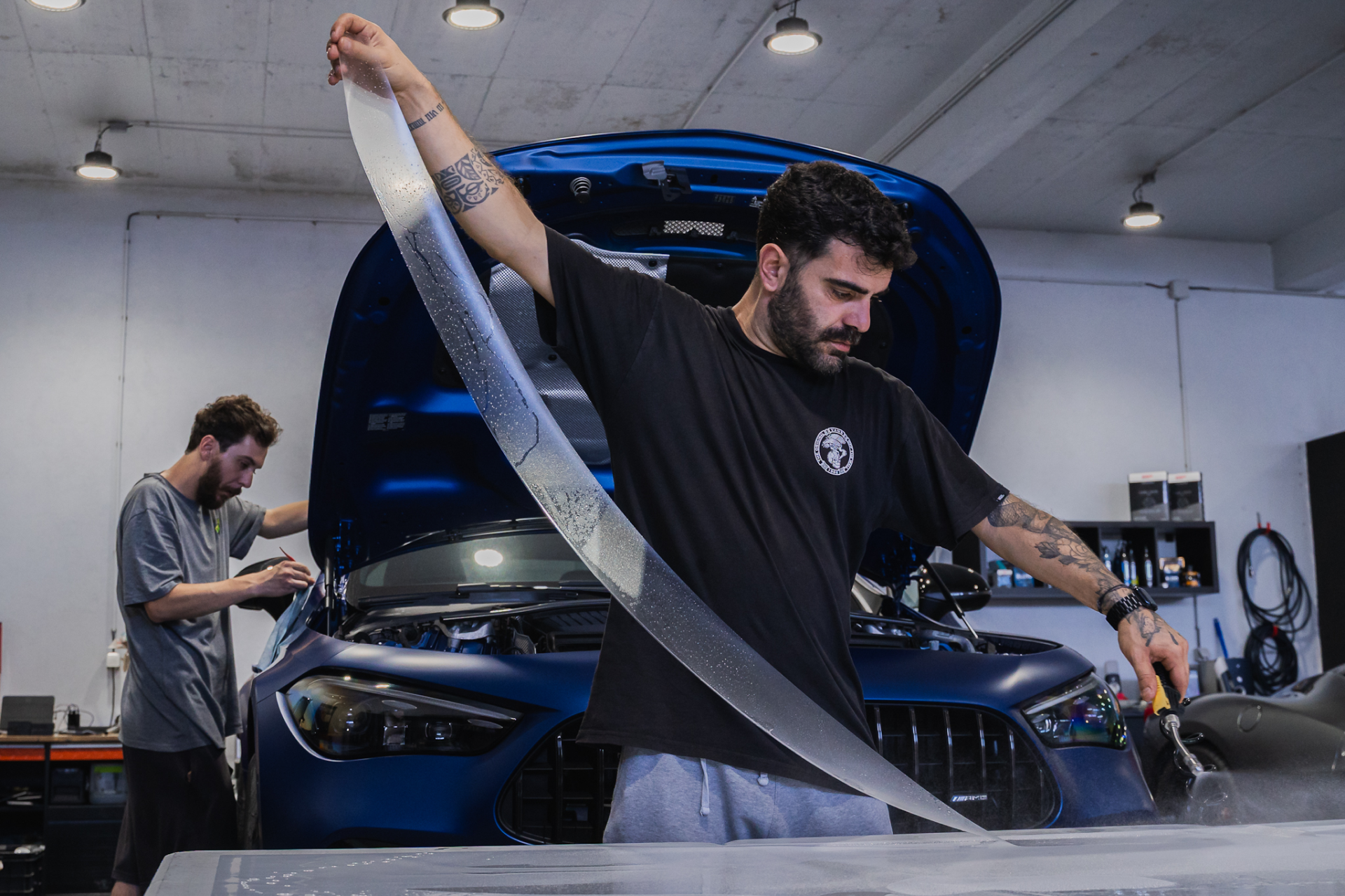Preparação de película PPF nas instalações DriveClean